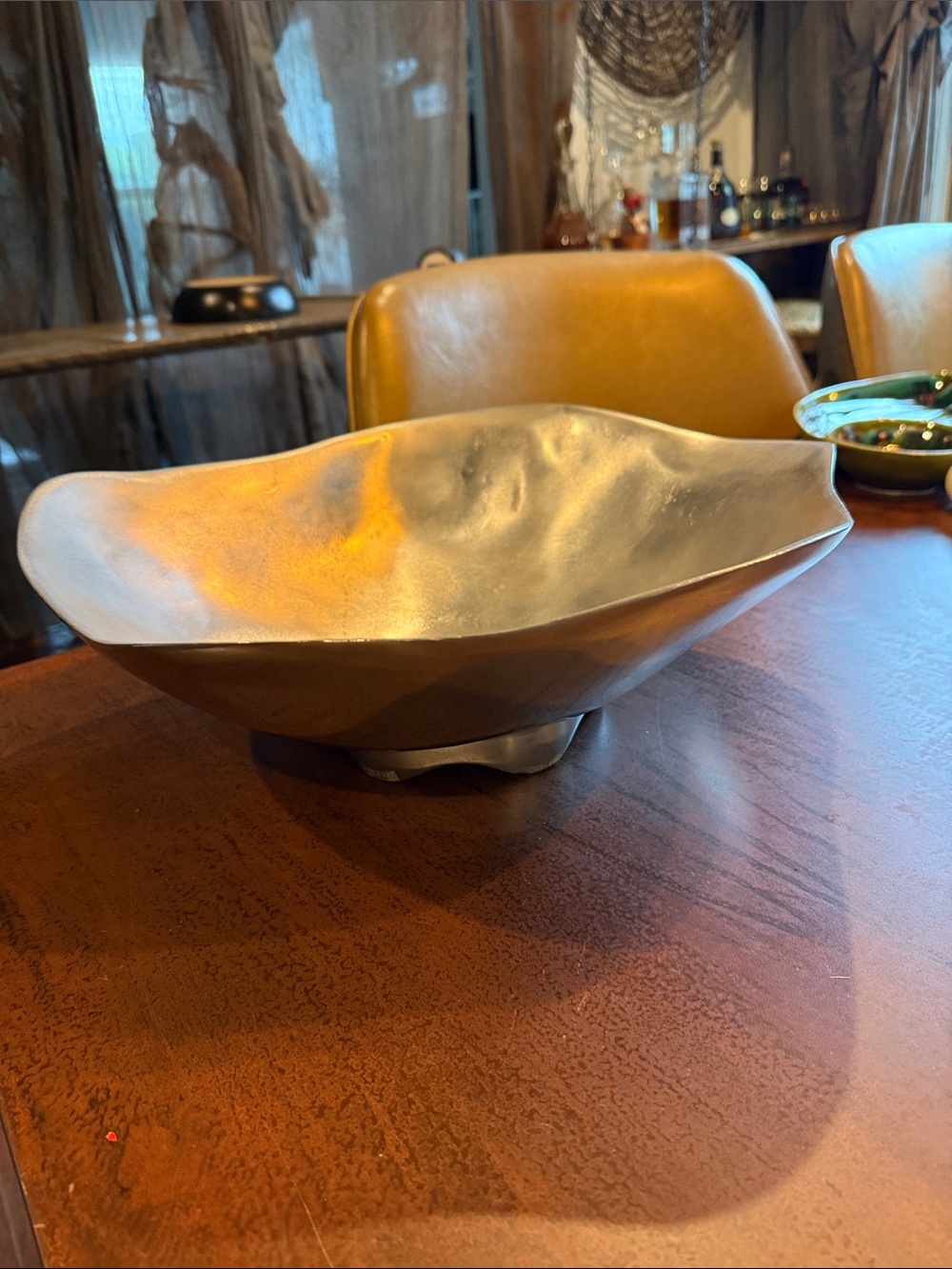 Vintage Mariposa Shiny Silver Organic Metal Bowl